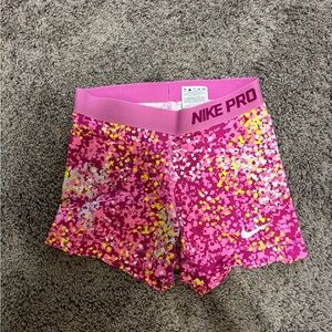 Nike Pink and Yellow Athletic Shorts